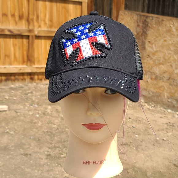 New Black American Chopper Cross BLING Hat - Picture 2 of 4